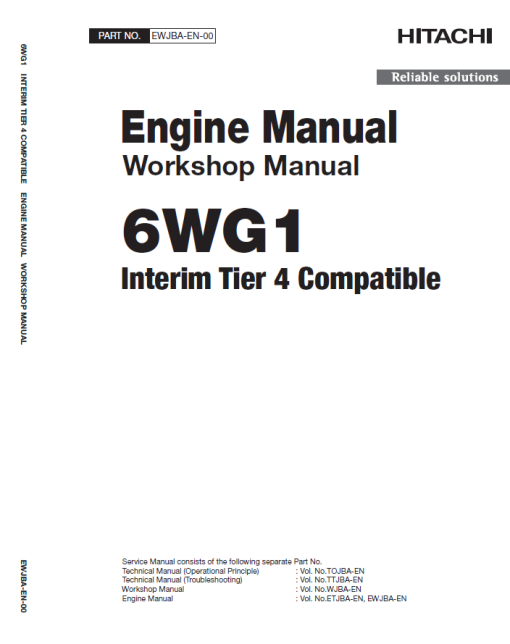 Hitachi 6WG1 Engine Service Repair Manual (ETJBA-EN, EWJBA-EN)