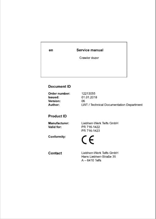 Liebherr PR 716 Crawler Dozer Repair Service Manual