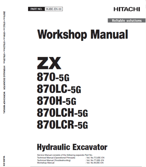 Hitachi ZX870-5G Excavator Service Repair Manual