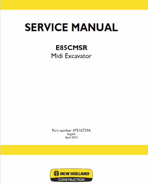 New Holland E85CMSR Midi Excavator Service Manual