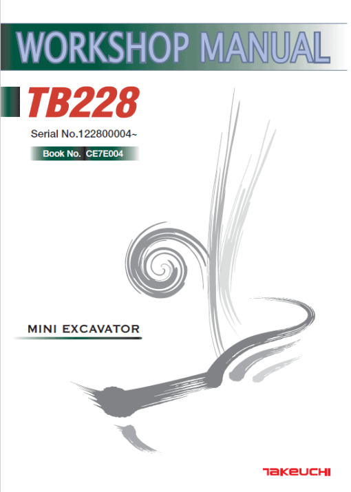 Takeuchi TB228 Compact Excavator Service Manual