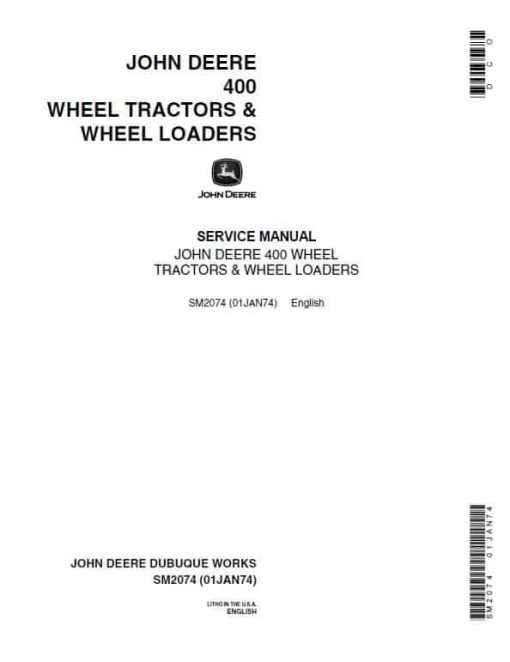 John Deere JD400 Tractor Repair Technical Manual (SM2074)