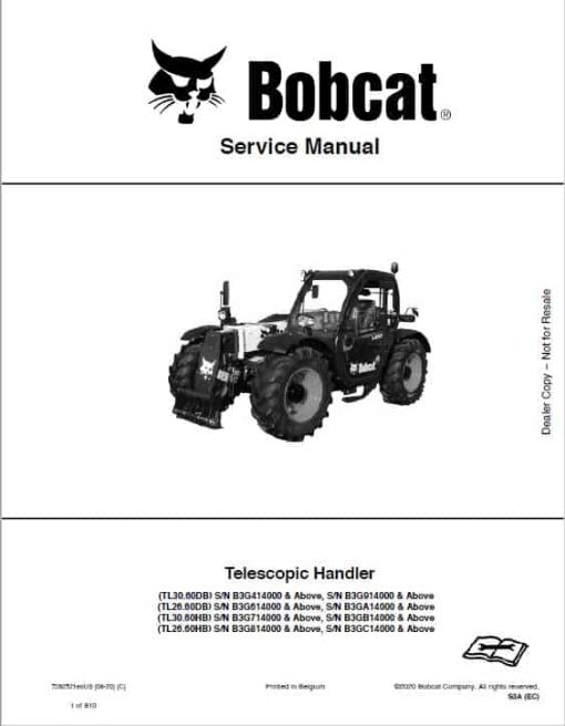 Bobcat TL26.60, TL30.60 versaHANDLER Telescopic Service Repair Manual