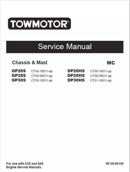 CAT DP20S, DP25S, DP30S Forklift Lift Truck Service Manual