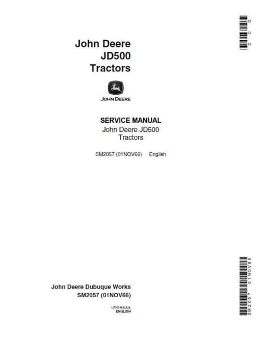 John Deere JD500 Tractor Loader Repair Technical Manual (SM2057)