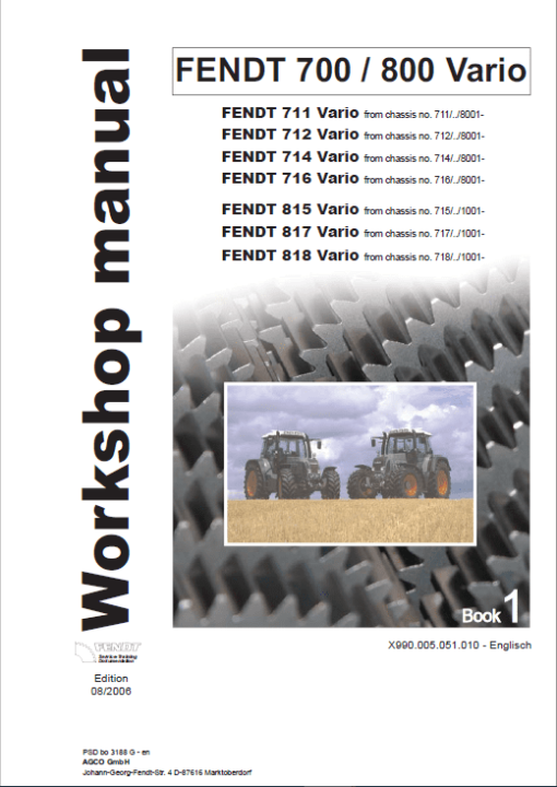 Fendt 815, 817, 818 Vario COM II Tractors Workshop Repair Manual