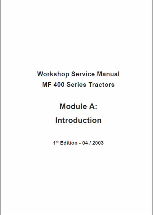 Massey Ferguson MF 415, 425, 435, 440 Tractor Service Manual