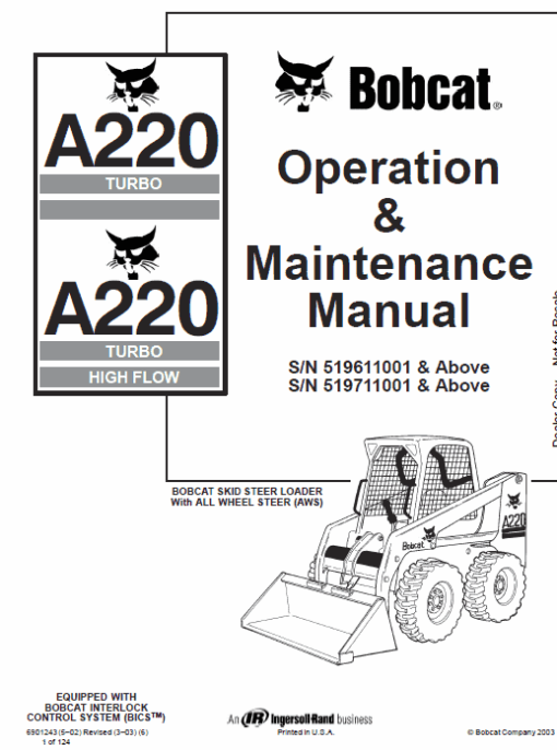 Bobcat A220 Skid-Steer Loader Service Manual - Image 2