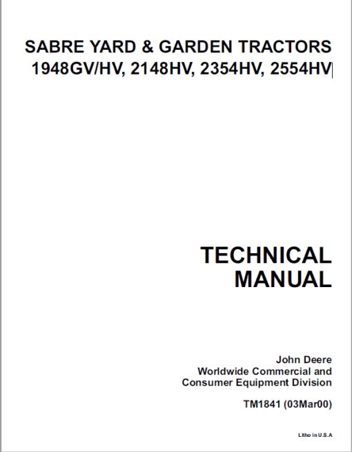 John Deere 1948GV, 1948HV, 2148HV, 2354HV, 2554HV Sabre Tractors Technical Manual - Image 4