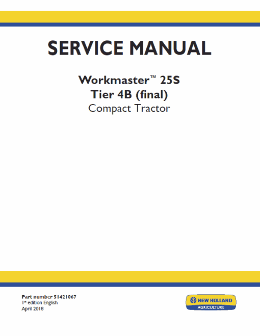 New Holland Workmaster 25S Tractor Service Manual