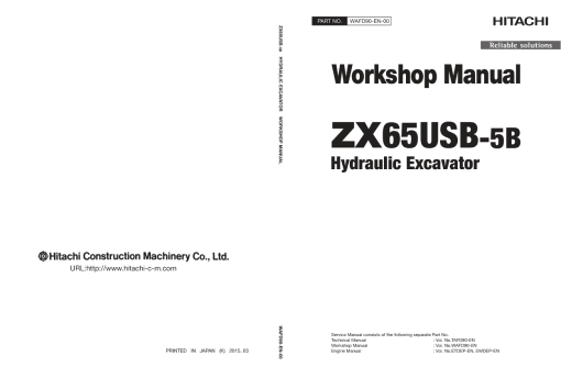 Hitachi ZX65USB-5B Excavator Service Repair Manual