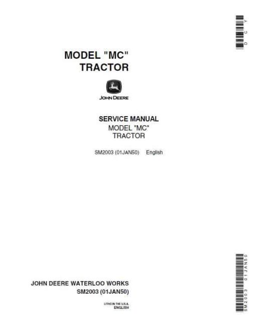 John Deere MC Crawler Tractor Repair Technical Manual (SM2003)