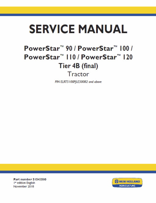 New Holland PowerStar 90, 100, 110, 120 Tractor Service Manual