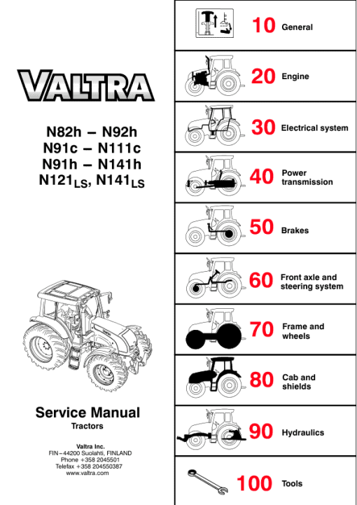 Valtra N82H, H91H, N92H, N101H, N111H, H121H, N141H Tractors Service Repair Manual