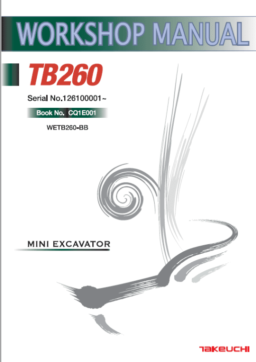 Takeuchi TB260 Compact Excavator Service Manual