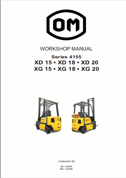 OM Pimespo XD15, XD18 and XD20 Forklift Repair Workshop Manual