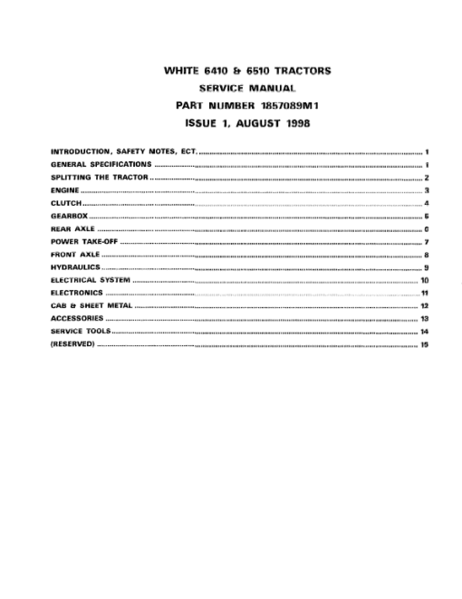 White 6410, 6510 Tractors Service Manual