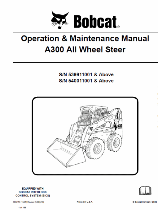 Bobcat A300 Wheel Steer Skid-Steer Loader Service Manual - Image 6