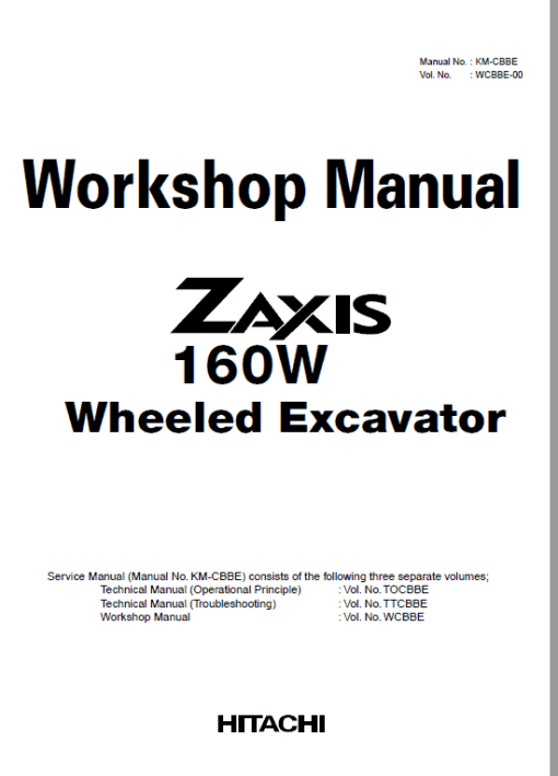 Hitachi ZX160W Wheeled Excavator Service Repair Manual