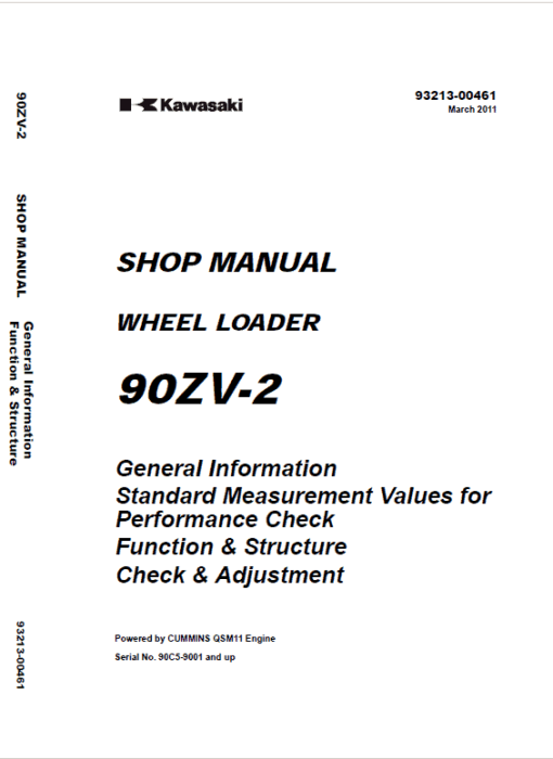 Kawasaki 90ZV-2 Wheel Loader Service Manual