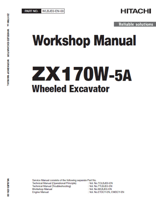 Hitachi ZX170W-5A and ZX170W-5B Excavator Service Repair Manual