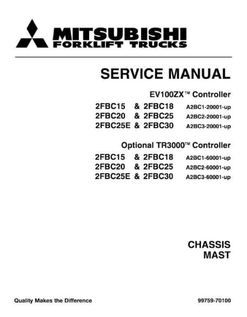 Mitsubishi 2FBC25, 2FBC25E, 2FBC30 Forklift Service Manual