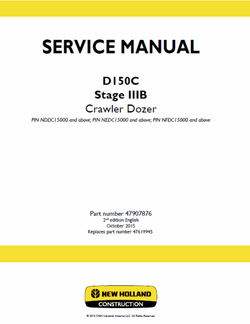 New Holland D150C Stage 3B Crawler Dozer Service Manual