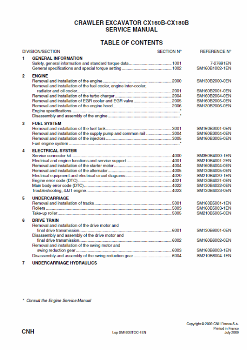 Case CX160B, CX180B Crawler Excavator Service Manual