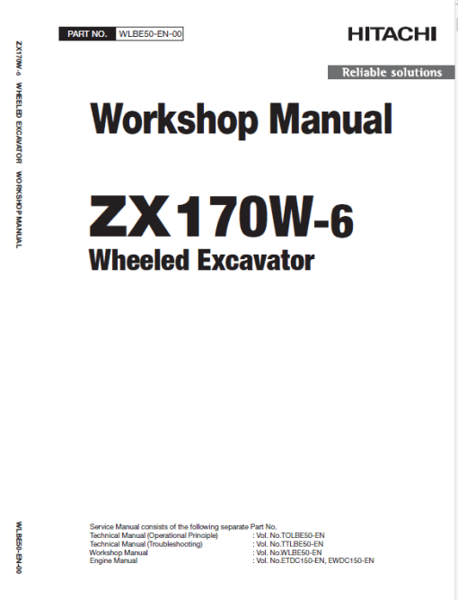 Hitachi ZX170W-6 Wheeled Excavator Service Repair Manual