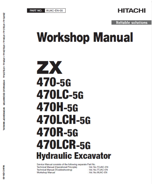 Hitachi ZX470-5G Excavator Service Repair Manual