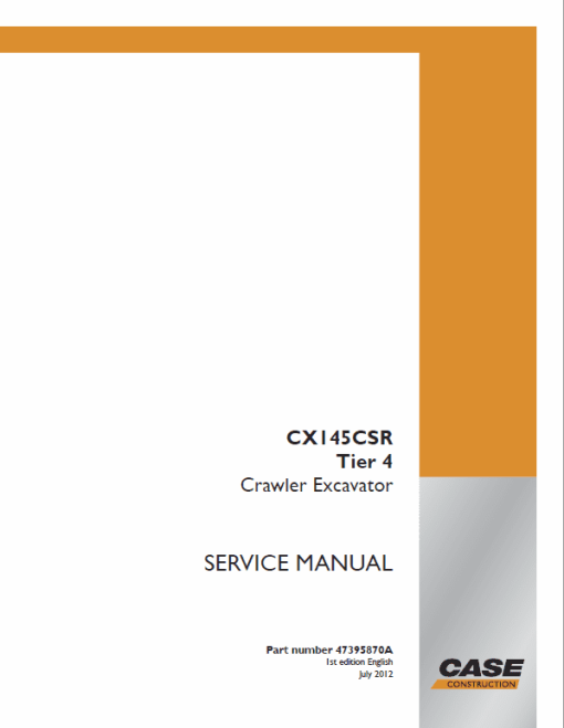 Case CX145C SR Excavator Service Manual