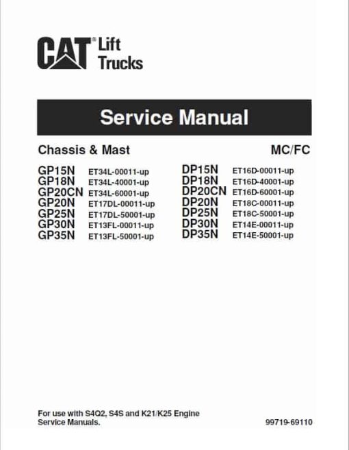 CAT DP25N, DP30N, DP35N Forklift Lift Truck Service Manual - Image 6