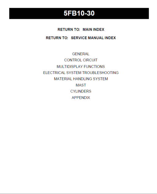 Toyota 5FB10, 5FB14, 5FB15, 5FB18, 5FB20, 5FB25, 5FB30 Forklift Repair Manual