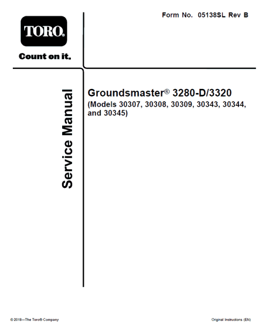 Toro Groundsmaster 3280-D, 3320 Service Repair Manual