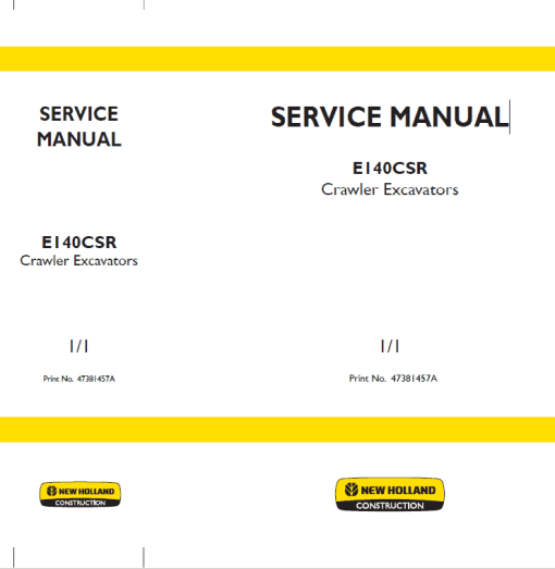 New Holland E140CSR Excavator Service Manual