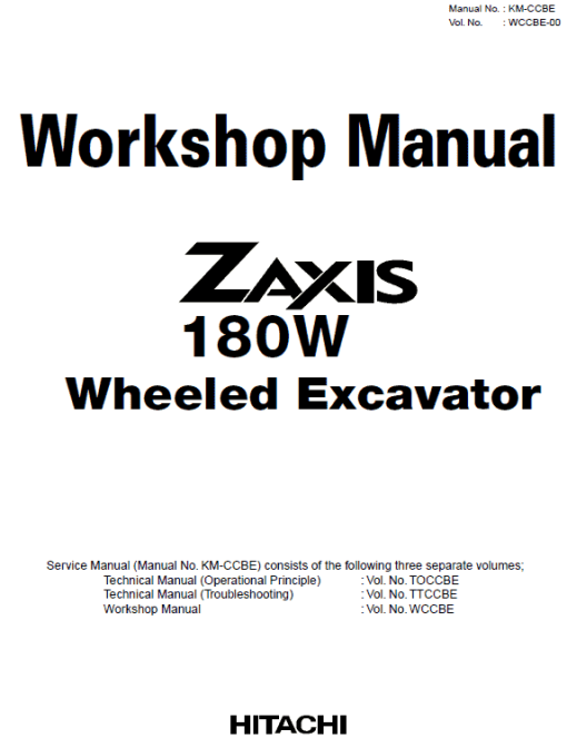 Hitachi ZX180W Wheeled Excavator Service Repair Manual