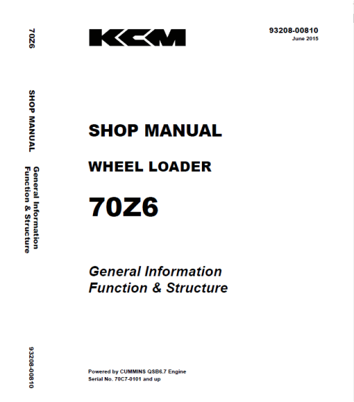 Kawasaki 70Z-6 Wheel Loader Service Manual - Image 4