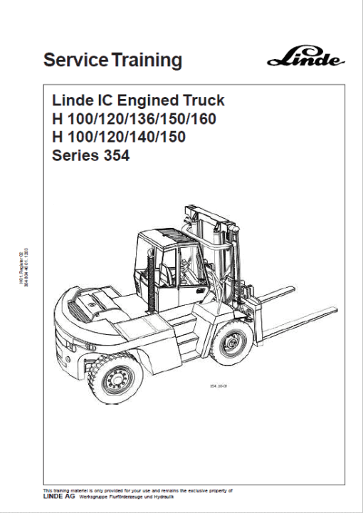 Linde H100, H120, H136, H150, H160 Forklift 354 Series Repair Service Manual