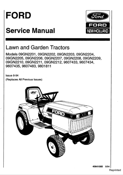 Ford LGT12, LGT14, LGT17, LGT18H Lawn Tractor Service Manual