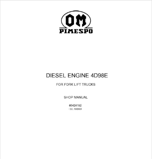 OM Pimespo 4D98E Diesel Engine For Forklift Trucks Shop Manual - Image 4