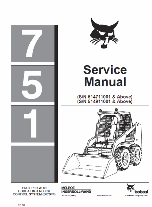 Bobcat 751 Skid-Steer Loader Service Manual