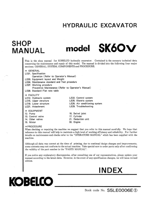 Kobelco SK60V Excavator Service Manual - Image 2