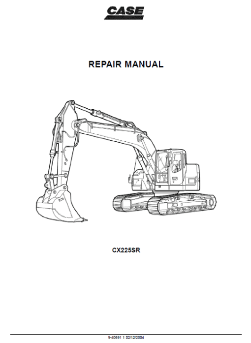 Case CX225SR Excavator Service Manual