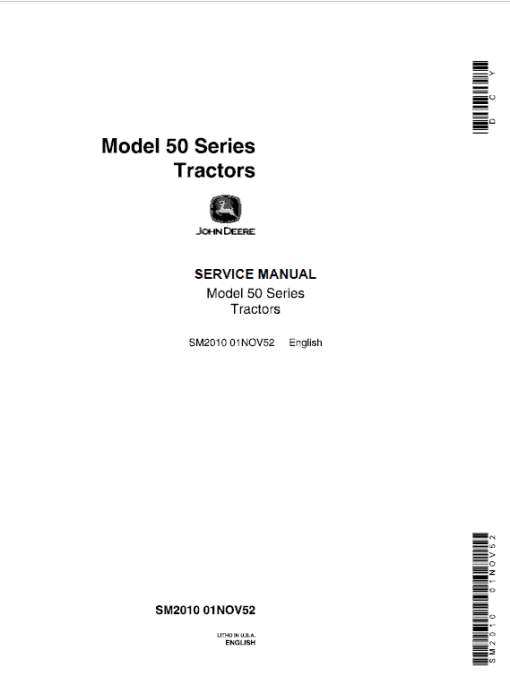 John Deere 50, 520, 530 (50 Series) Tractors Technical Manual