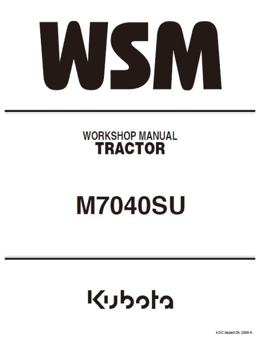 Kubota M7040SU Tractor Workshop Service Manual