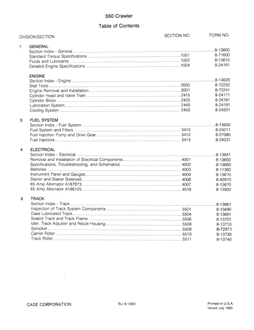 Case 550 Crawler Dozer Service Manual