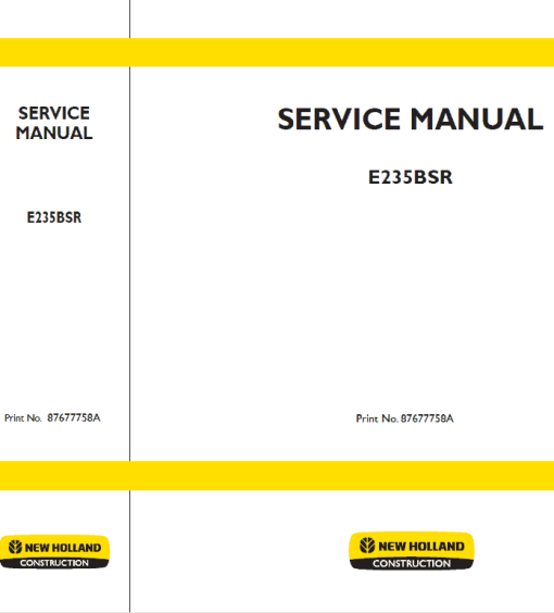 New Holland E235BSR Excavator Service Manual