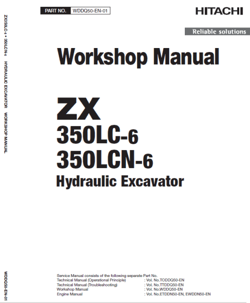 Hitachi ZX350LC-6 and ZX350LCN-6 ZAXIS Excavator Service Repair Manual