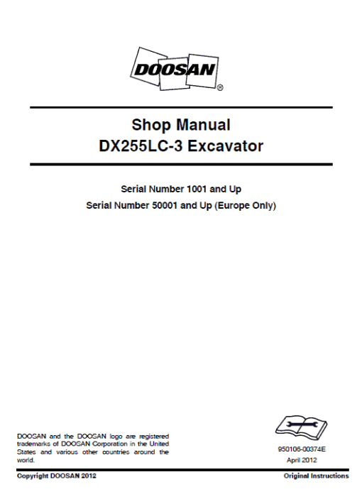 Doosan DX255LC-3 Excavator Service Manual