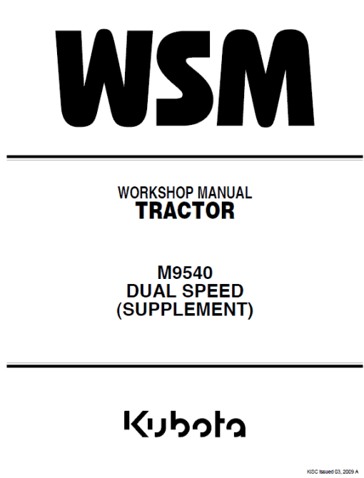 Kubota M8540, M9540 Tractor Workshop Service Manual